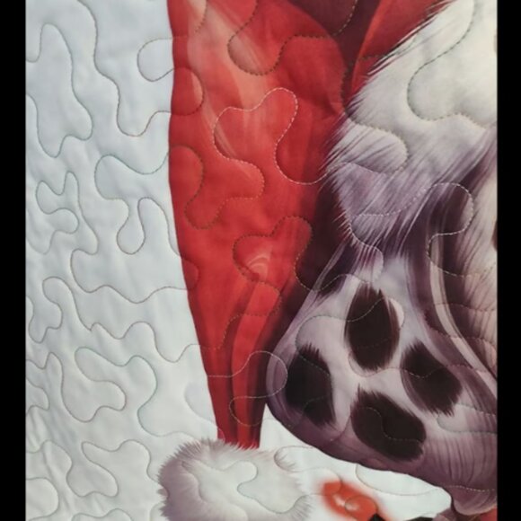 Merry Christmas Dalmatian Dog! New Handmade! Quilted Throw 42" x 42" - Picture 4 of 9